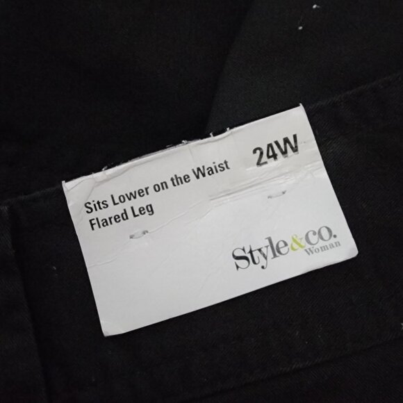 Style & Co Pants Womens Plus Size 24W Solid All Black Bloomsbury Flared Leg New - Picture 6 of 7